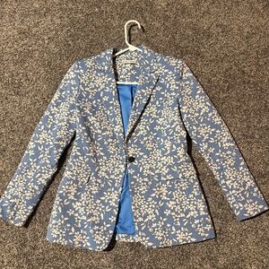 ALICE + OLIVIA Macy Floral Print Blazer Jacket in Cornflower Blue